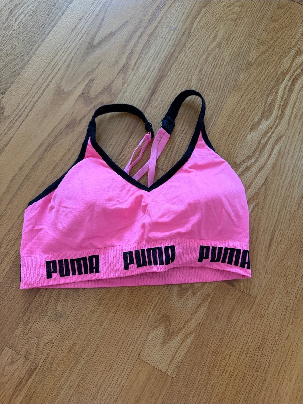 Puma Hot Pink Sports Bra with Black Trim